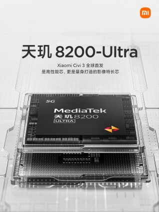 Xiaomi Civi 3 will debut the Dimensity 8200 Ultra chipset