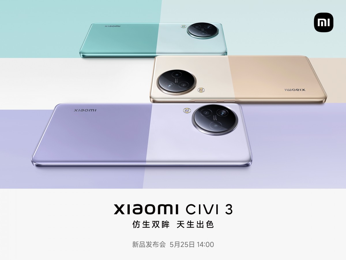 Xiaomi Civi 3 arriving on May 25 in four stylish designs
