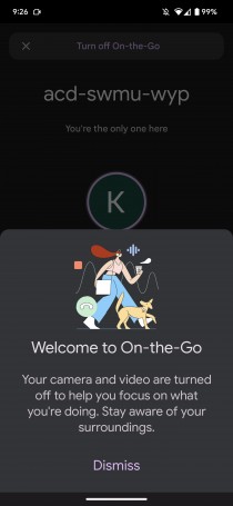 On-the-Go prompt in Google Meet