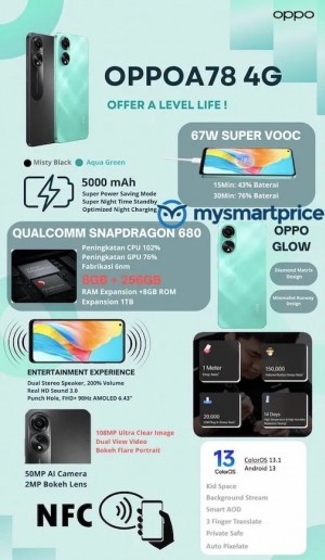 Oppo A78 4G key specs