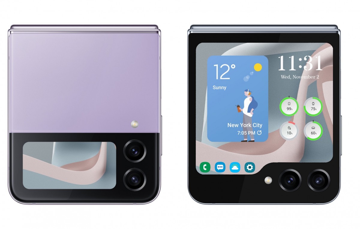 Galaxy Z Flip4 (left) • Galaxy Z Flip5 (right, speculative render)