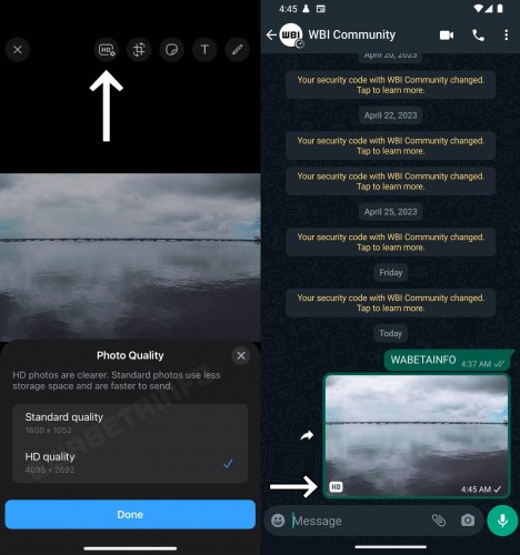 WhatsApp HD photos in beta