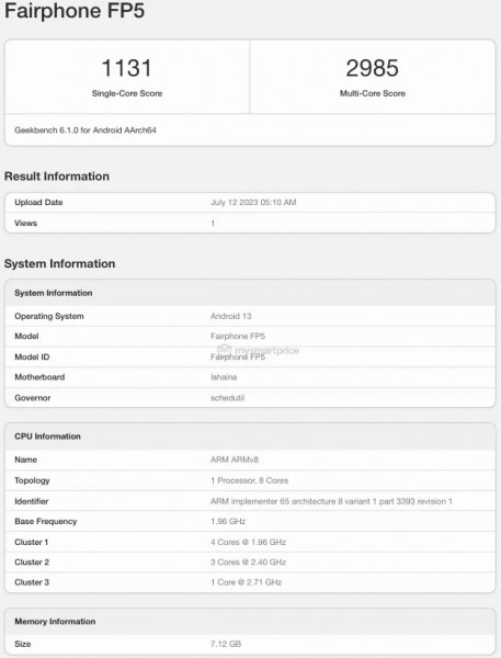 Fairphone 5's key specs revealed by Geekbench