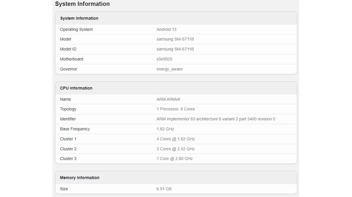 Samsung Galaxy S23 FE runs Geekbench confirming Exynos 2200 on board