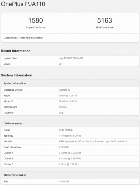 OnePlus Ace 2 Pro appears on Geekbench