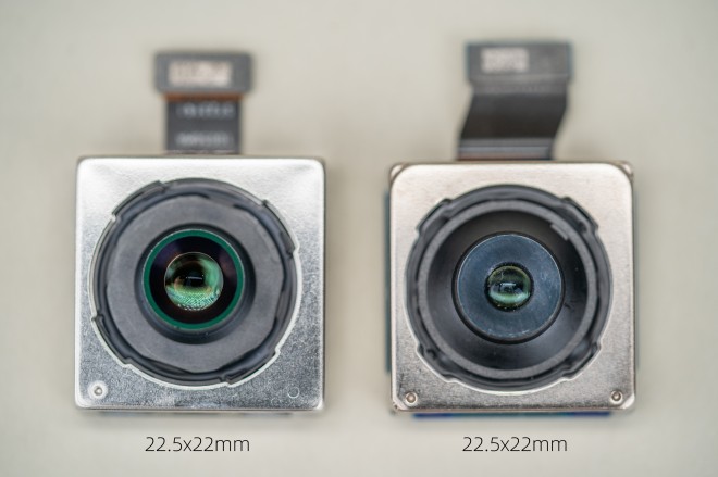 The camera module for the upcoming ZTE camera phone (left) and the old module (right)