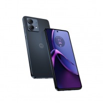 Moto G84 in Marshmallow Blue, Midnight Blue and Viva Magenta