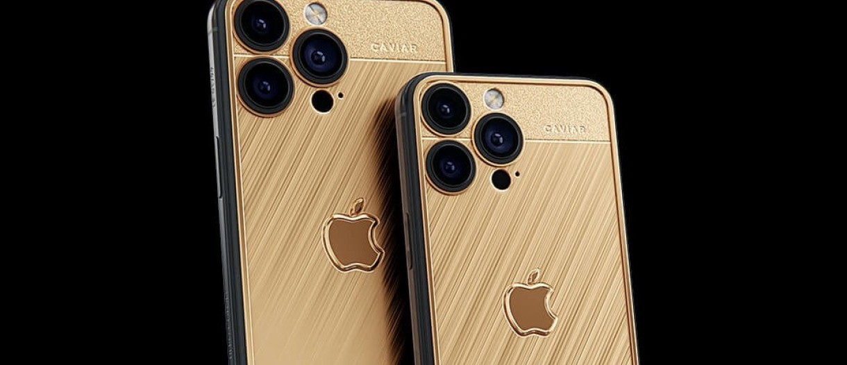 Apple Logo Case for iPhone 14 Pro Golden Camera Frame –