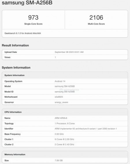 Geekbench scoresheet