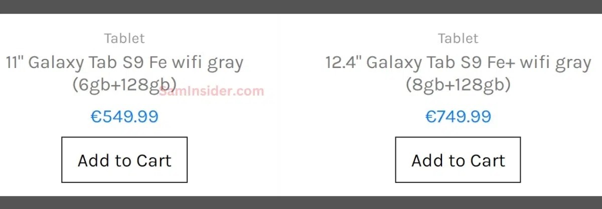 Galaxy Tab S9 FE and Tab S9 FE+ spotted on Samsung's official website -   news