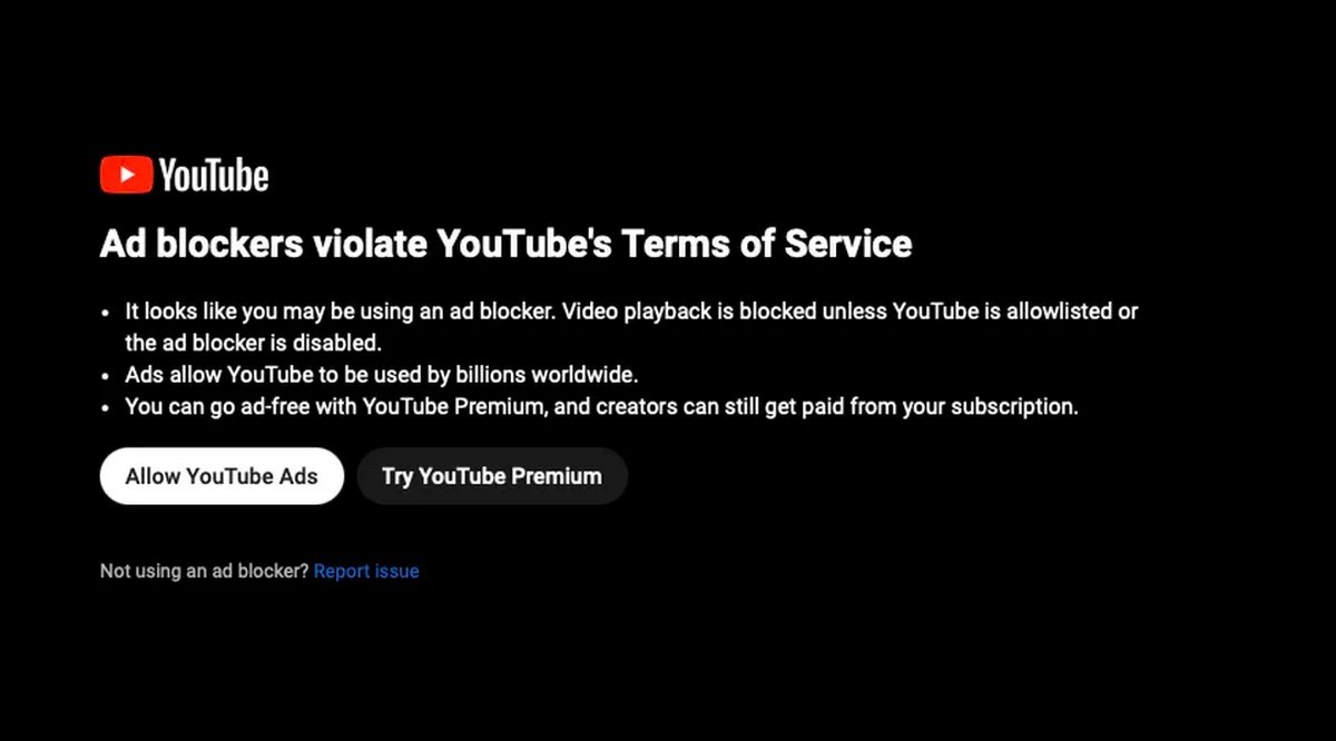 El bloqueo de bloqueadores de publicidad por parte de YouTube ya no es un "pequeño experimento"