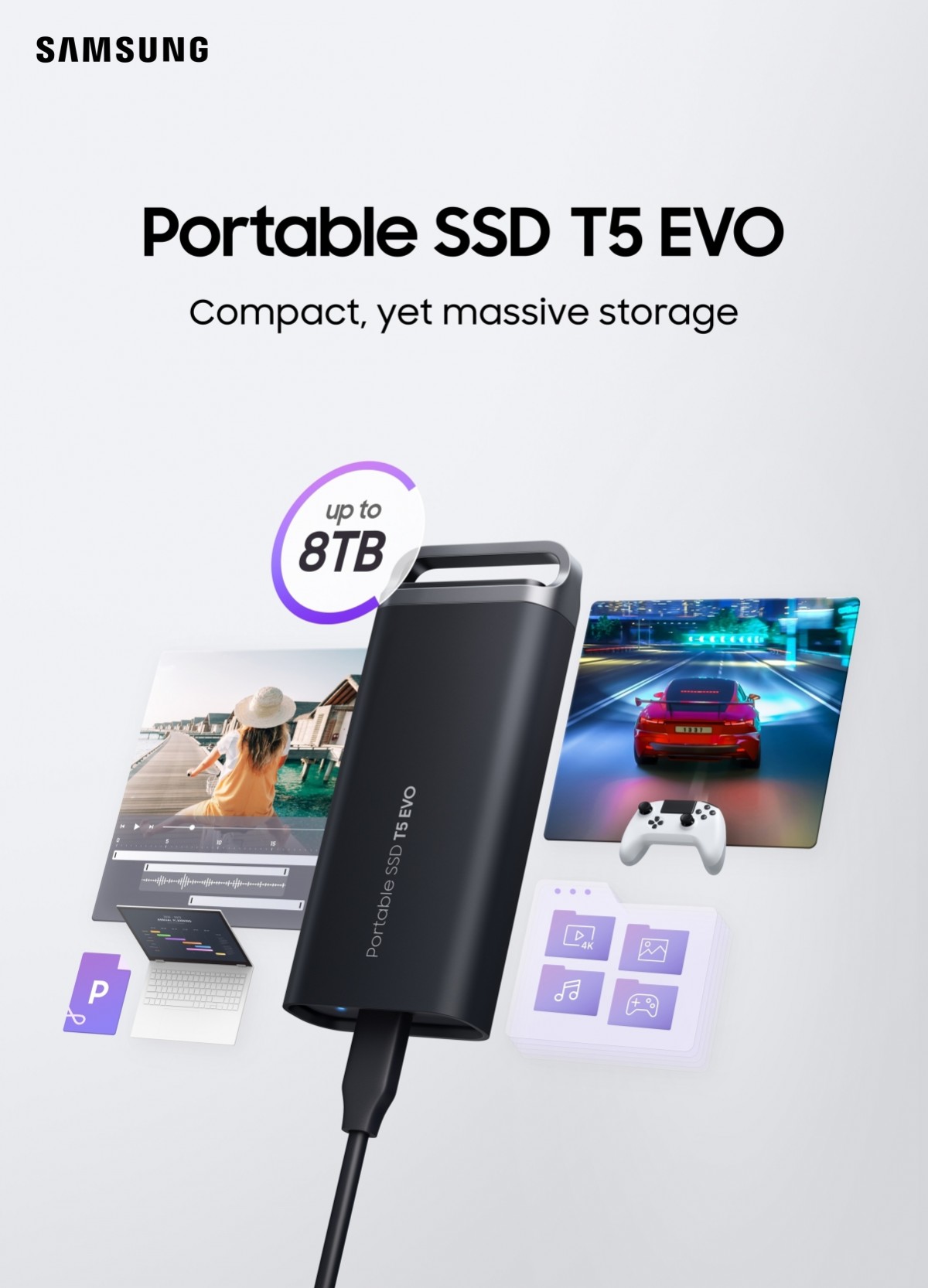 SSD T5 EVO سامسونگ با ظرفیت حداکثر ۸ ترابایت وارد بازار می شود