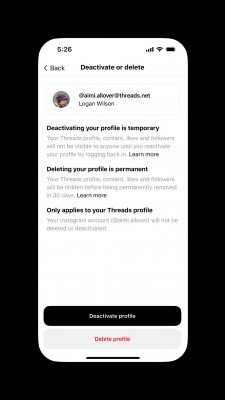 You can now delete your Threads account without affecting your Instagram account