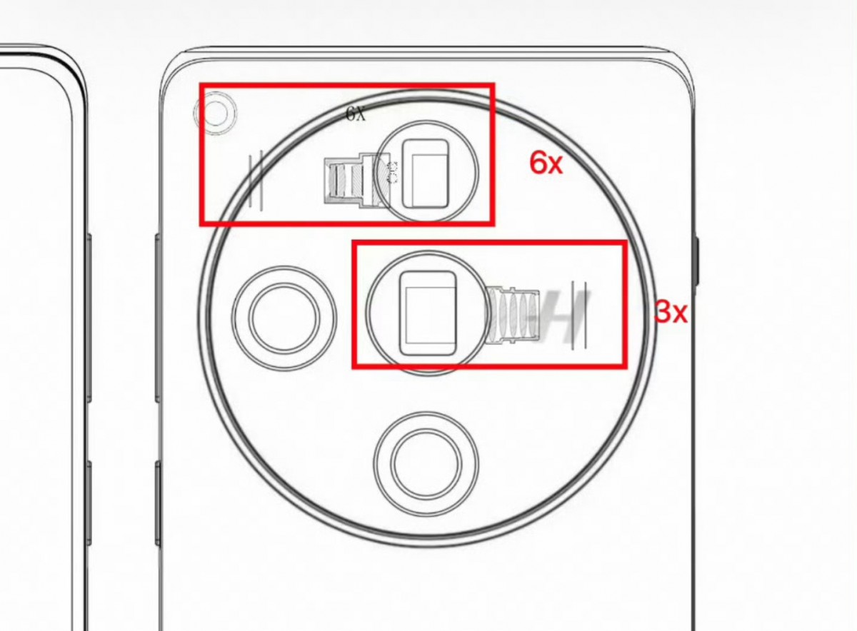 Oppo Find X7 Pro schematic shows a dual periscope telephoto camera system