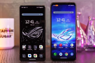 The Asus ROG Phone 8 Pro next to the ROG Phone 7 Ultimate