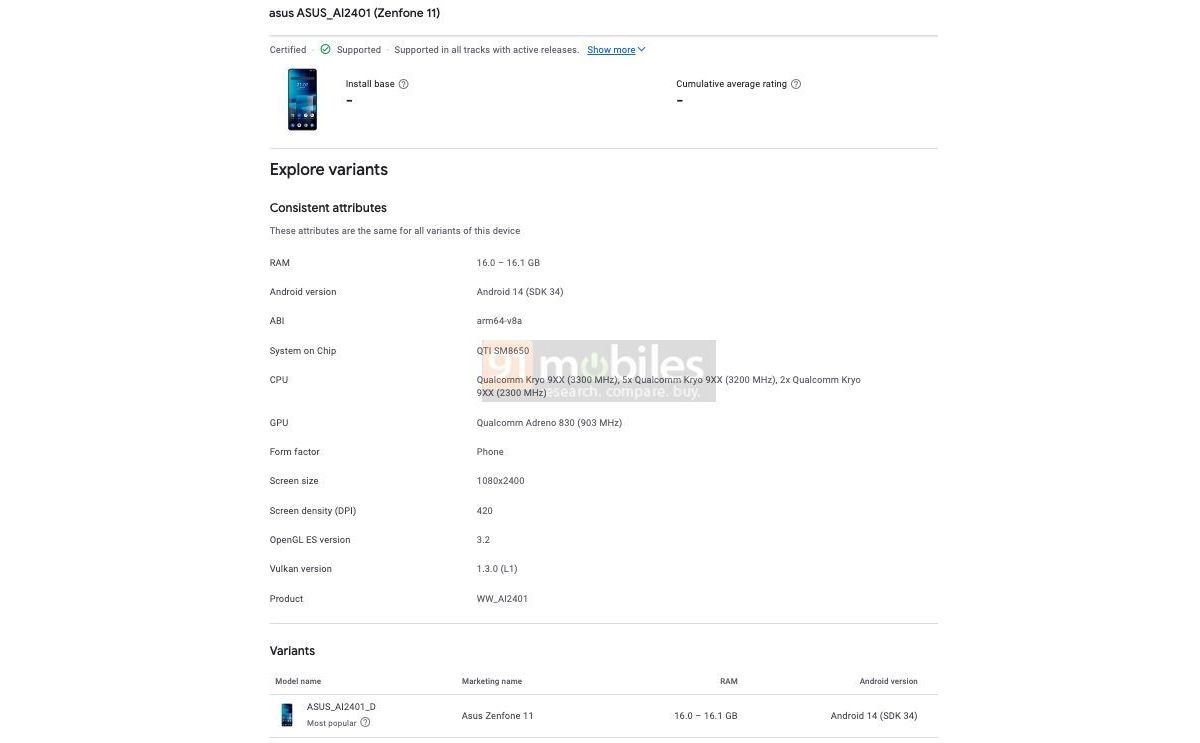 Asus Zenfone 11 shows up in the Google Play Console with Snapdragon 8 Gen 3