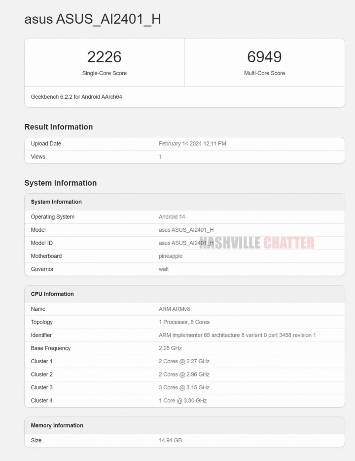 Alleged Asus Zenfone 11 Ultra shows up on Geekbench