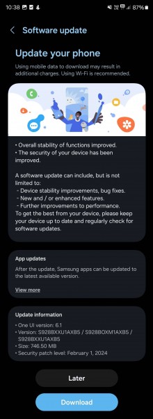 The first major update to the Galaxy S24 series