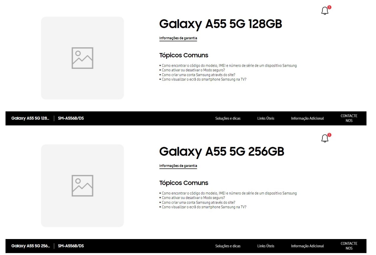 Samsung posts support pages for the Galaxy A55 and A35 early