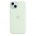 Apple Silicone case with MagSafe in Soft Mint, Sunshine, Light Blue, and Pink