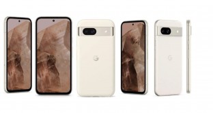 Google Pixel 8a in Bay (left) and Porcelain (right)