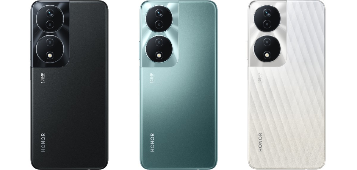Honor X7b 5G colorways: Crystal Silver Emerald Green and Midnight Black