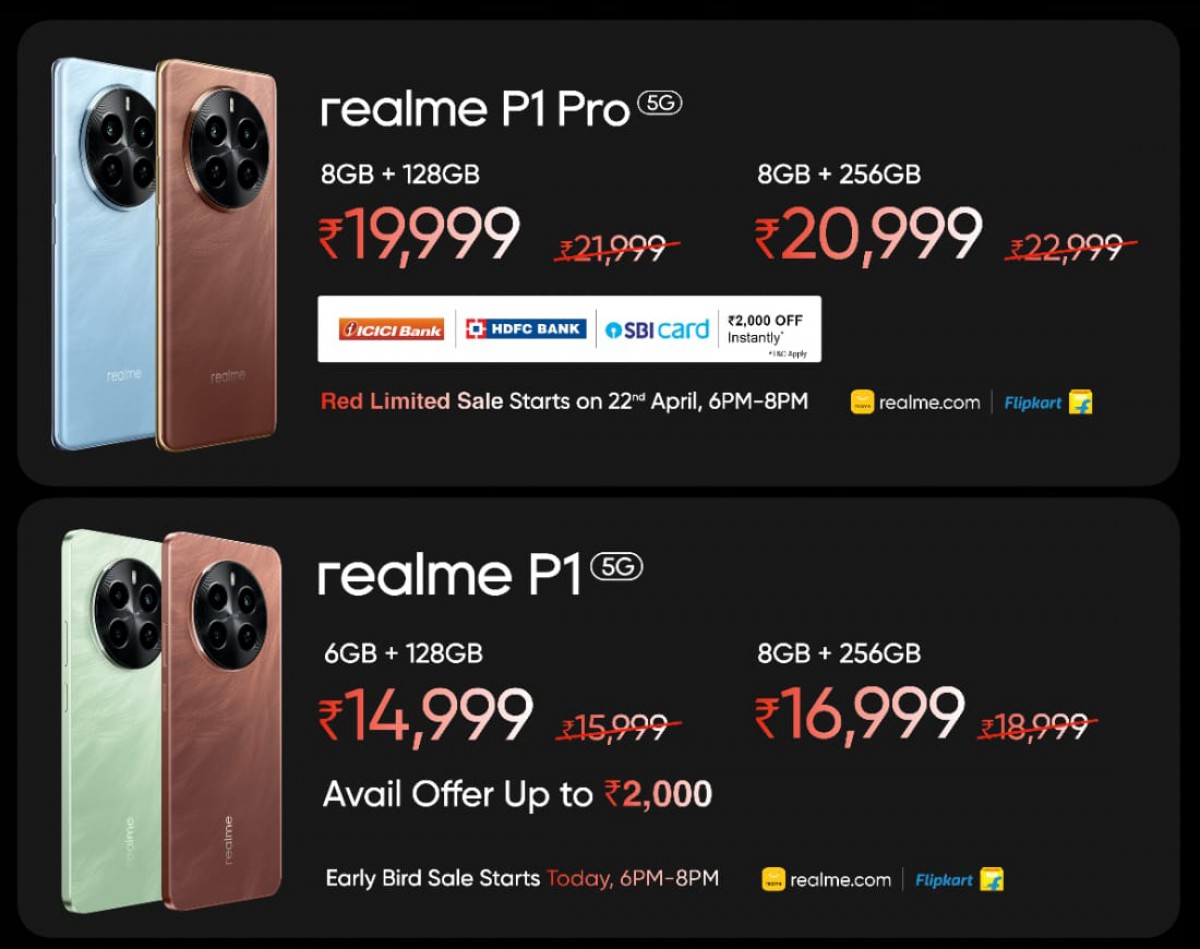 Oficial Realme P1 e P1 Pro com AMOLEDs de 120 Hz, câmeras principais de 50 MP e carregamento de 45 W