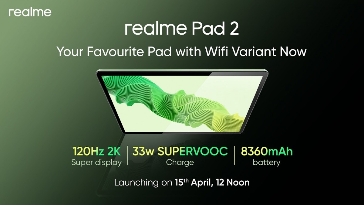 Realme Pad 2's Wi-Fi model is launching with the P-series smartphones next week