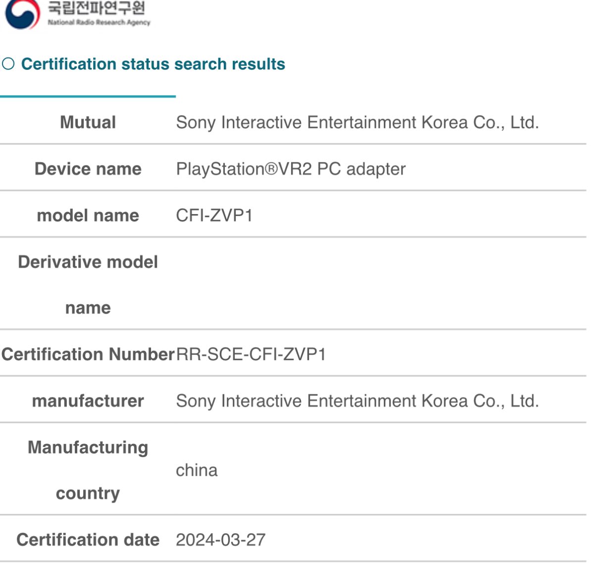 Sony PSVR 2 PC adapter emerges in certification