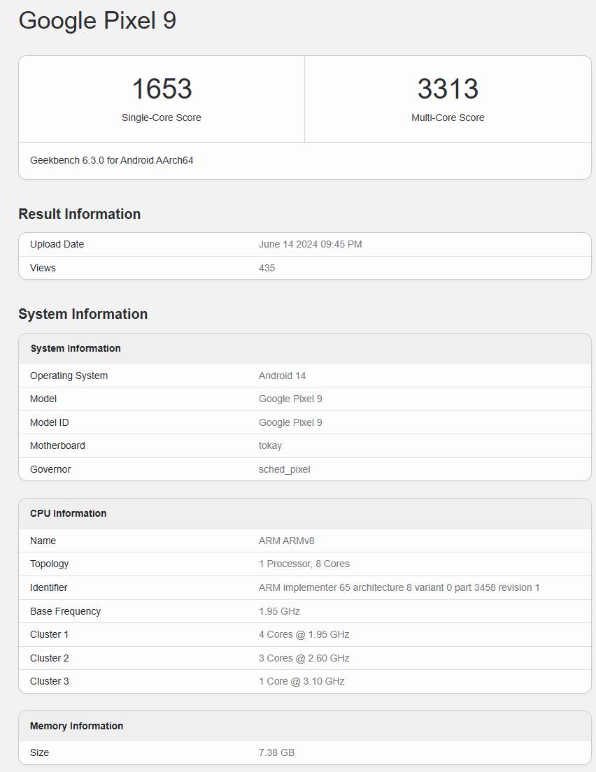 Google Pixel 9 Pro XL впервые замечен на Geekbench