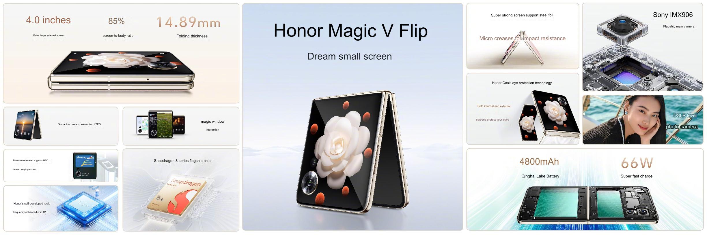 Honor Magic V Flip is here with 4” cover screen, SD 8+ Gen 1