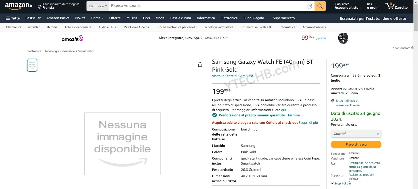 Samsung Galaxy Watch FE shows up in Amazon listing