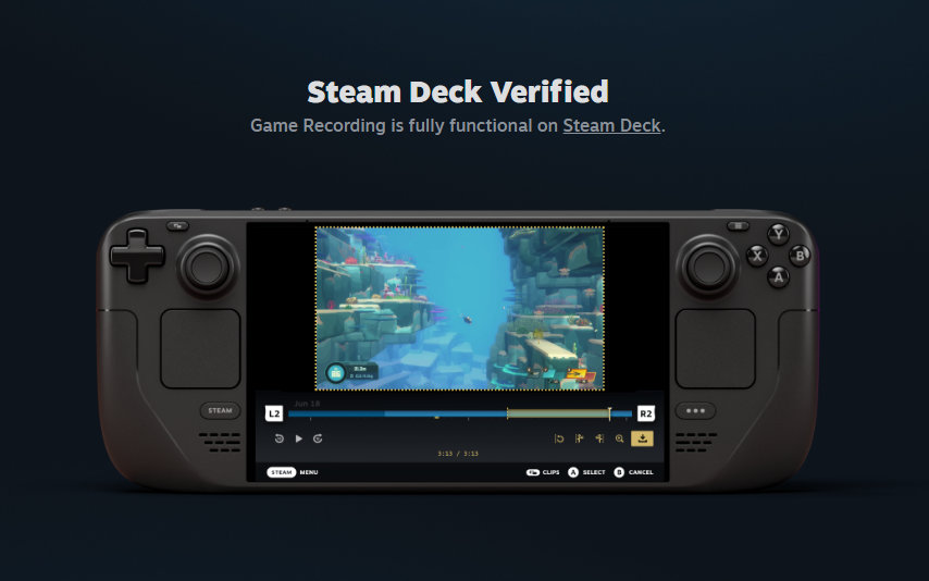 Steam Deck gets game recording functionality