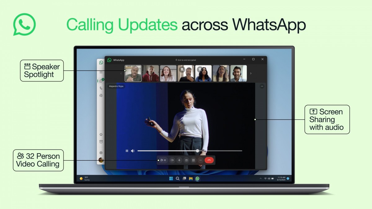 WhatsApp video calls get 32 participants, screen sharing, speaker spotlight