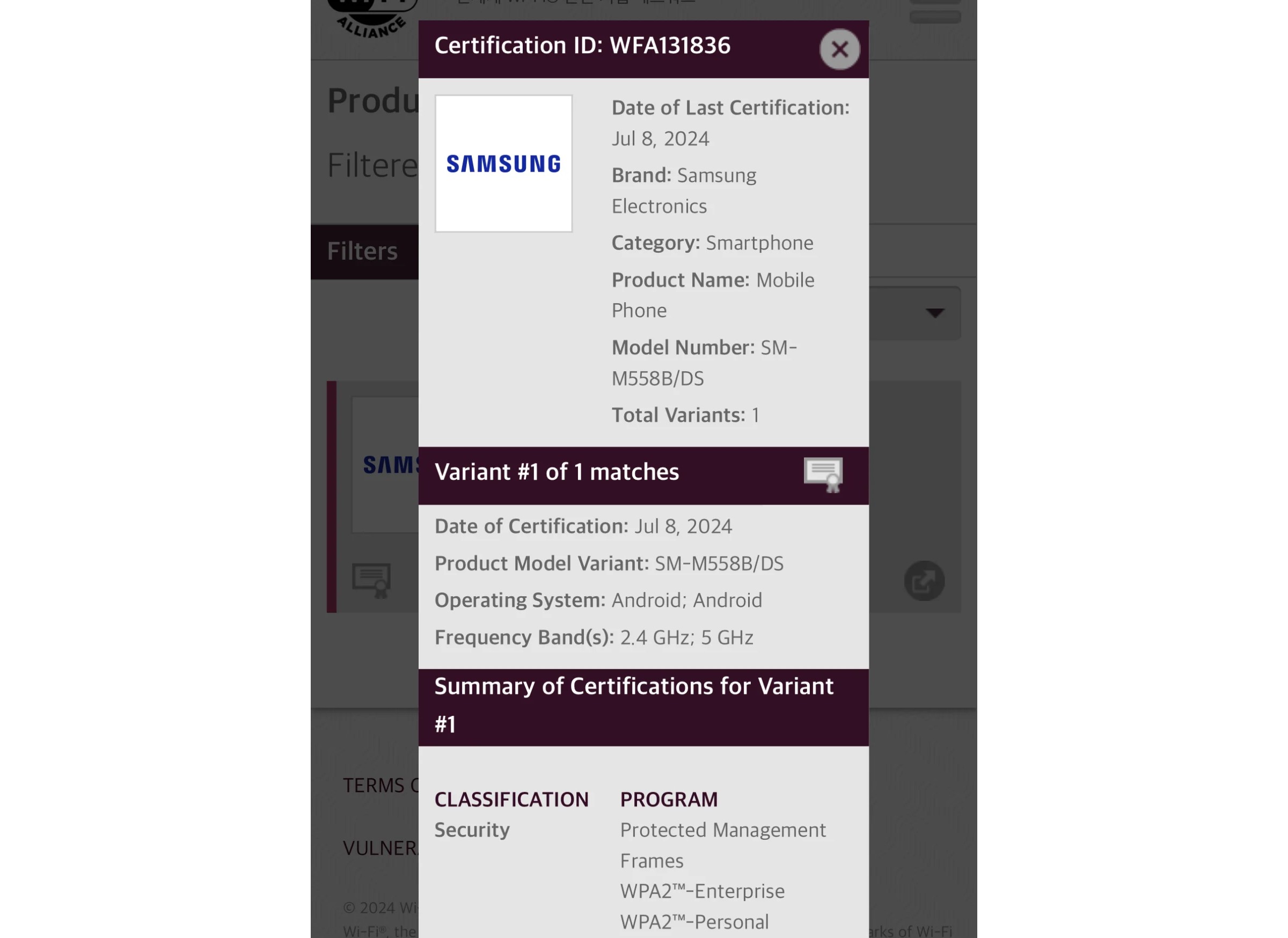 Samsung Galaxy M55s is in the works