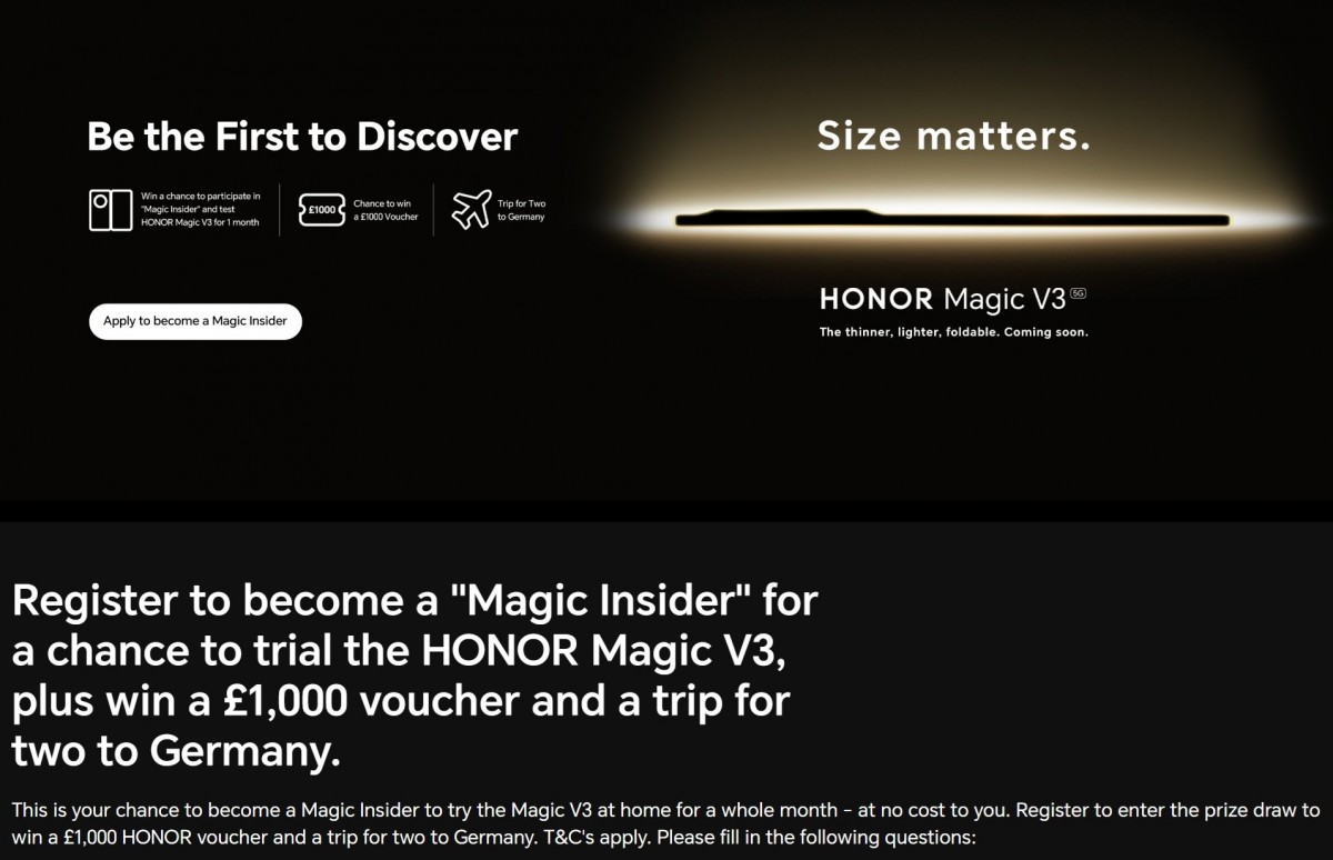 Honor Magic V3 is 'coming soon' to the UK