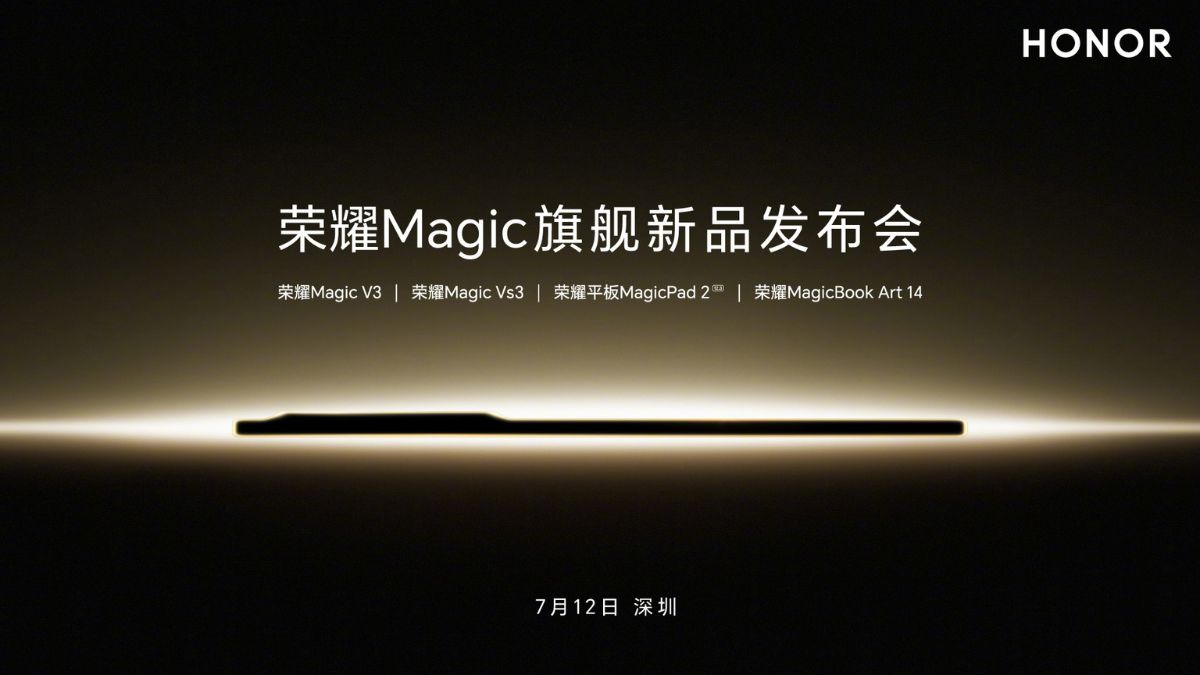 Honor Magic V3, Vs3, MagicPad 2, and MagicBook Art 14 are getting official on July 12