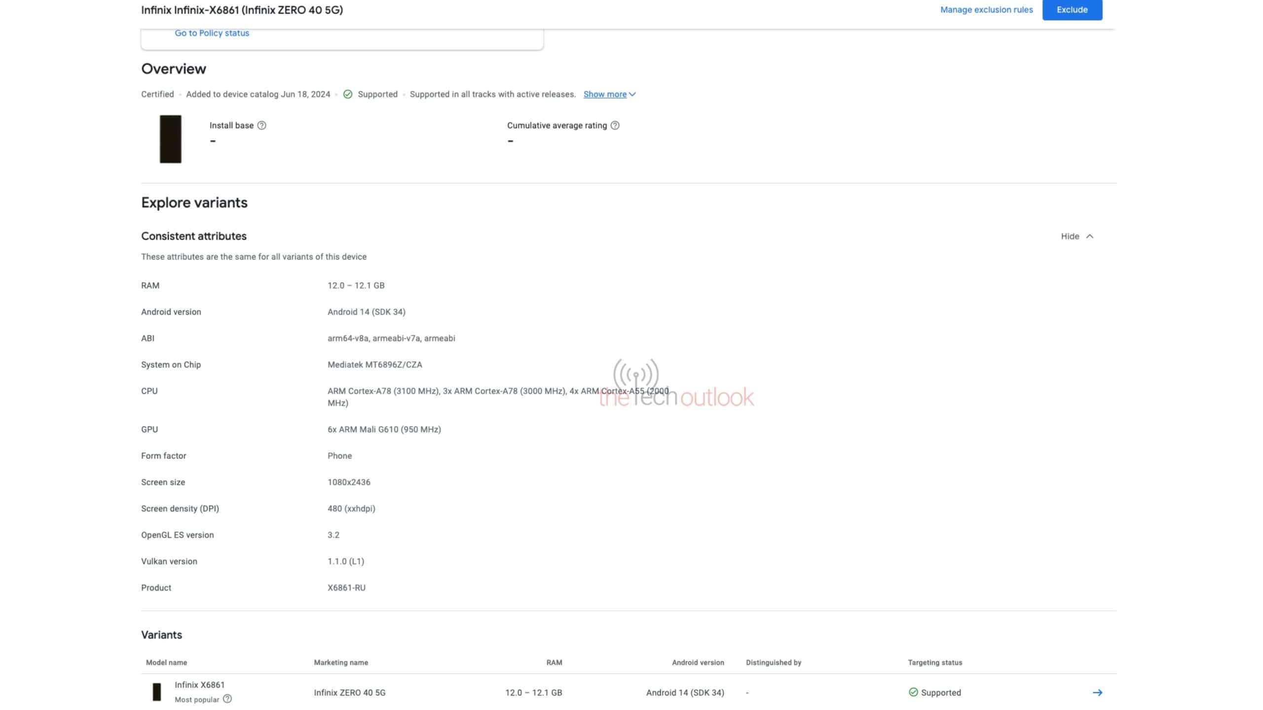 Infinix Zero 40 5G stops by the Google Play Console, gets certified with Dimensity 8200