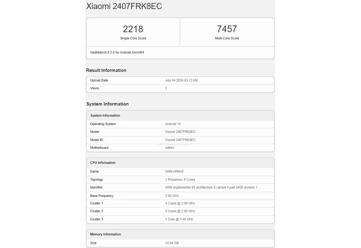 Redmi K70 Ultra stops by Geekbench with Dimensity 9300+ chipset