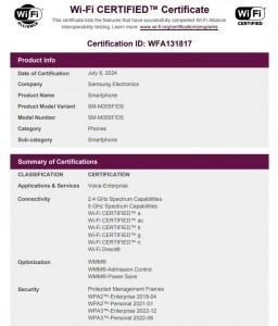 Samsung Galaxy F05 and M05 Wi-Fi Certifications