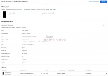 Tecno Camon 30S Pro at Google Play Console