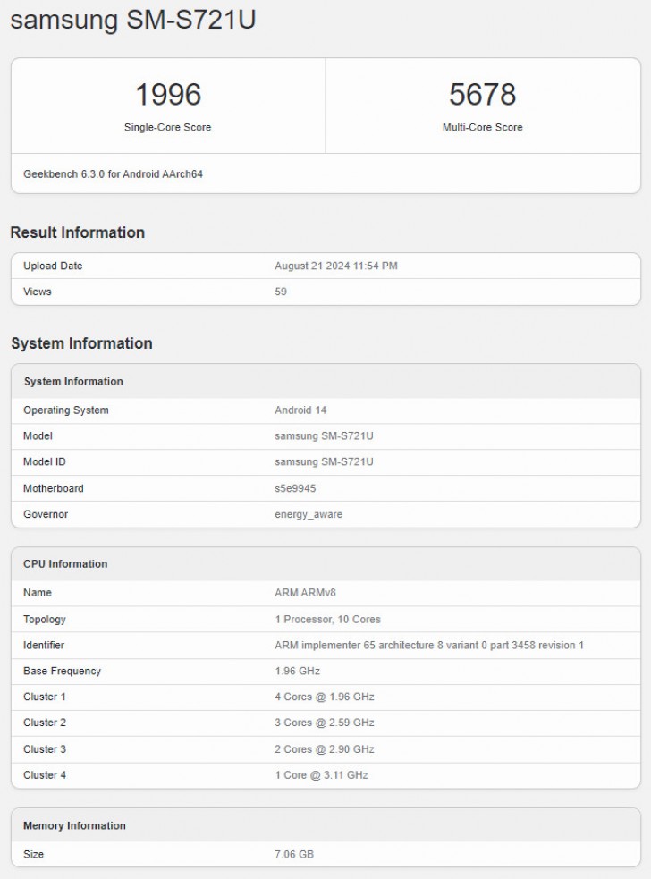 Samsung Galaxy S24 FE muncul di Geekbench dengan SoC Exynos 2400 yang di-underclock