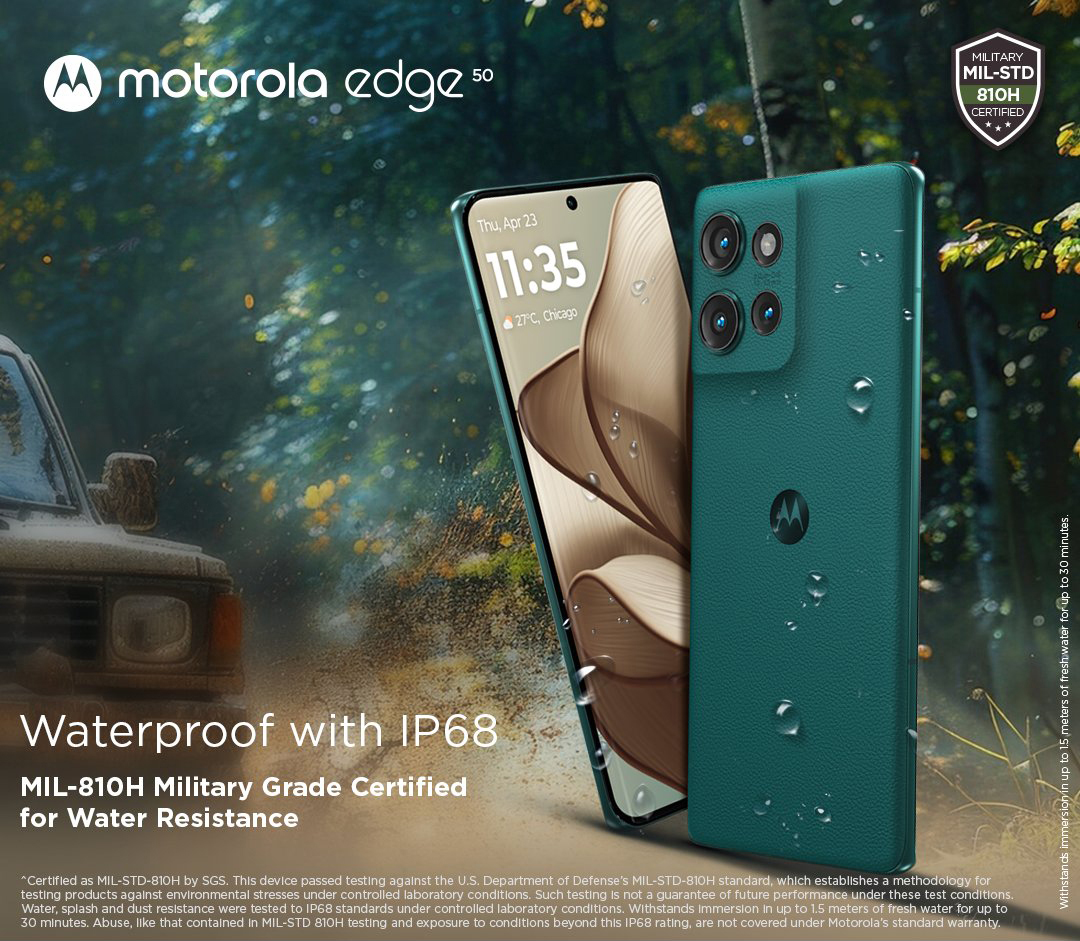 Motorola Edge 50 дебютирует с SD 7 Gen 1, IP68 и надежностью MIL 810H