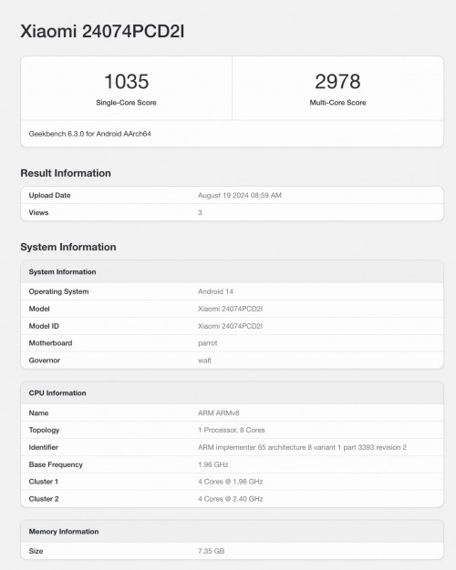 Poco Pad 5G on Geekbench