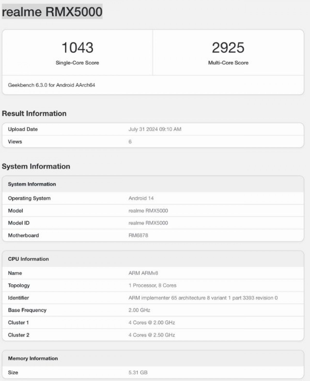 Realme 13+ appears on Geekbench with Dimensity 7300