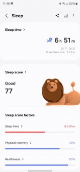 Sleep analysis on Samsung Health