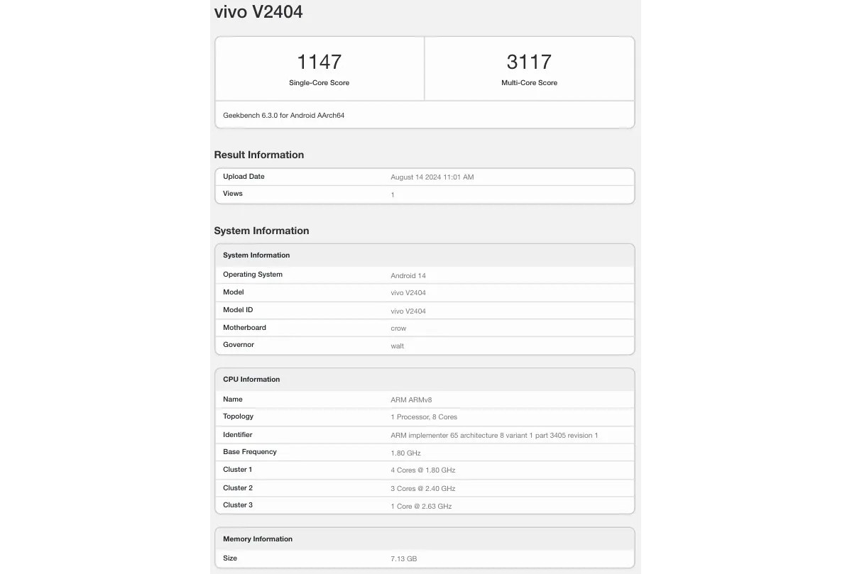 Vivo T3 Pro останавливается на Geekbench с чипсетом Snapdragon 7 Gen 3