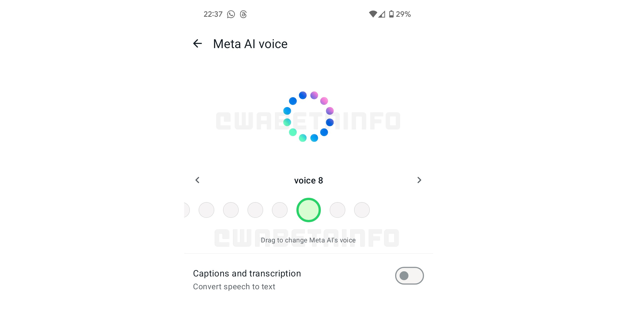 WhatsApp will add voice chat mode for Meta AI with ten different voices