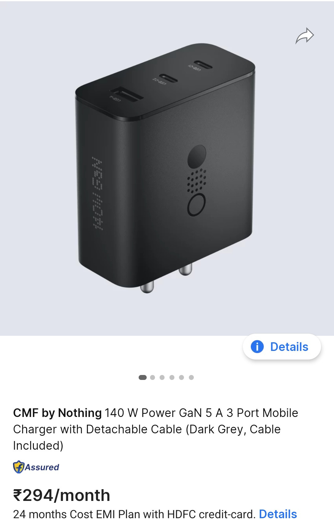 Nothing 140W GaN charger appears on Flipkart