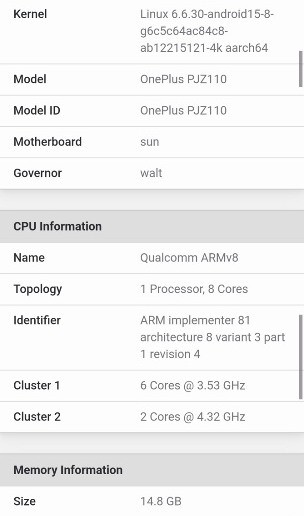 OnePlus 13 with Snapdragon 8 Gen 4 on Geekbench